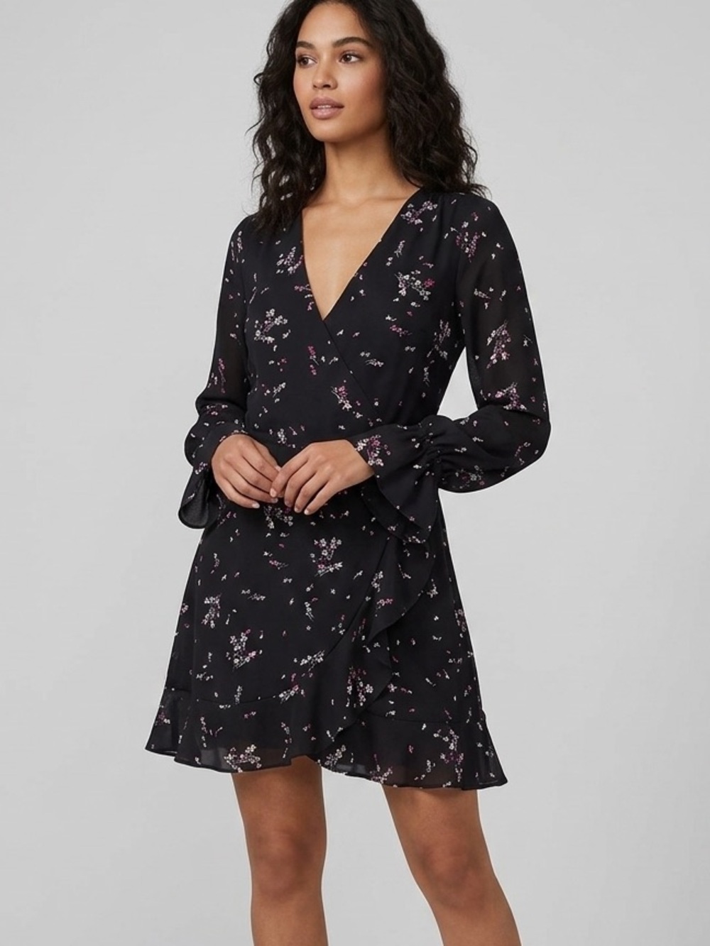 Dynamite Floral Faux Wrap Mini Dress